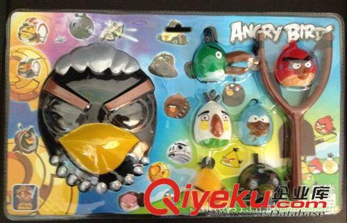 愤怒的小鸟 新款弹射搪胶愤怒小鸟带BB哨+塑料玩具面具三款混装