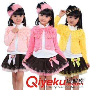 一件代发区 秋款童装代理韩版纯棉女童套装 裙套装百合花款 手工钉珠品质童装