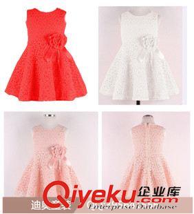 January 26- New 2014新品 童裙批发 韩版夏款无袖花朵礼服裙 女宝蕾丝公主连衣裙