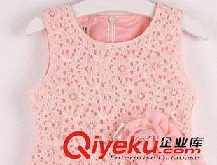 January 26- New 2014新品 童裙批发 韩版夏款无袖花朵礼服裙 女宝蕾丝公主连衣裙