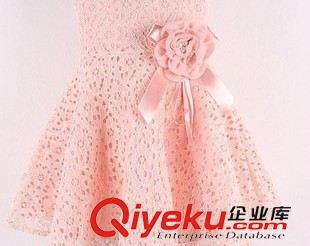 January 26- New 2014新品 童裙批发 韩版夏款无袖花朵礼服裙 女宝蕾丝公主连衣裙