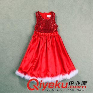 裙子-Skirt 秋款童装 女童新年新款圣诞女童亮片背心裙  红色公主毛毛吊带裙