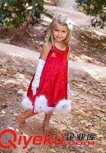 裙子-Skirt 秋款童装 女童新年新款圣诞女童亮片背心裙  红色公主毛毛吊带裙