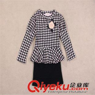 裙子-Skirt 童装批发 韩版 千鸟格童裙 gd女童胸花连衣裙 品质爆款推荐