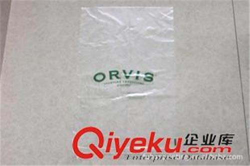 环保袋、购物袋系列 杭州胶袋厂专业定做各种加服装包装袋，透明胶袋，透明底绿字.