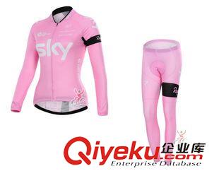 未分类 2015秋季SKY女款粉色长袖骑行服套装 自行车户外吸湿排汗透气衣服
