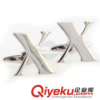 字母数字 【广州袖扣 外贸袖扣】银色 字母X袖扣 AE0270 金属光面