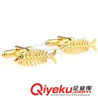 动物 【合金袖扣】金色 鱼骨袖扣 AE0339 金属工艺