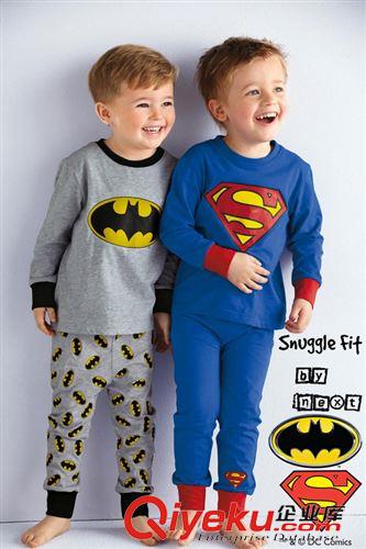 3月14日 超人蝙蝠侠儿童长袖套装家居服睡衣全棉可挑