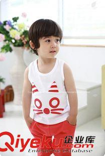 2月28日 韩版男女童猫咪背心套装红色