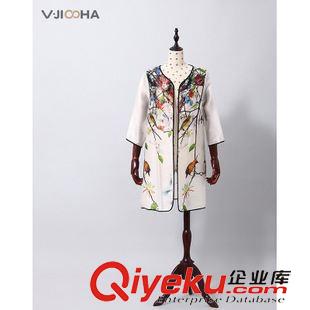 VJISHA-新品订货 VIJISHA品牌 真丝欧根纱喜鹊数码印花外套 新款蚕丝品质女装FH02