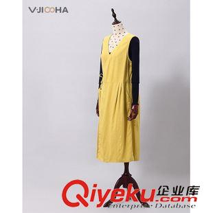 VJISHA-新品订货 VJISHA原创品牌 棉麻长款马甲裙 宽松交叉领长款连衣裙精品FZ006
