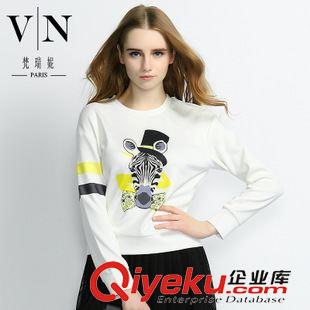 女士上衣 2015秋装新款 欧美时尚动物图长袖T恤 气质女式品牌上衣VNA30151