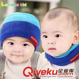 针织毛线帽丨套头帽 秋冬季新款韩版宝宝套头帽两用帽 婴儿帽儿童帽子围脖两件男童帽
