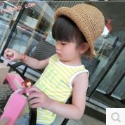 背心|吊带|马甲 15韩版夏装男女童中小童宝宝背心打底条纹无袖莫代尔彩色字母8670