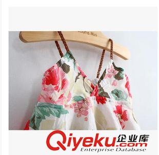 背心|吊带|马甲 女童夏款连衣裙15年新款韩版水墨画吊带背心蕾丝边裙子X0713