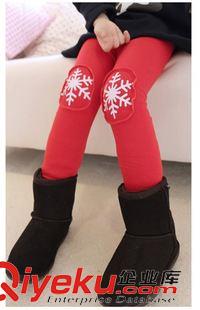 打底裤 2013冬 女童圣诞雪花印花加绒打底裤 靴裤 J1015   0.87公斤