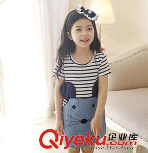 未分类 2015夏新款韩版童装女童老鼠条纹连衣裙 儿童宝宝拼接款裙子Z0026