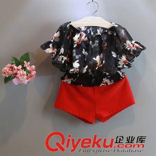 未分类 韩国童装2015新款夏装女童甜美可爱雪纺衣洋气收腰露肩上衣8677