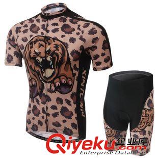 2015夏季新款 品质新款豹纹系列骑行服短袖套装 单车服 夏季吸湿排汗透气衣裤