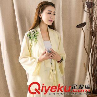 民族风系列 原创中国风女装手绘改良汉服女装对襟长袖雪纺上衣防晒衫