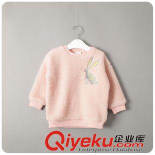 未分类 韩版童装秋装新品 女童可爱兔子刺绣羊羔毛套头卫衣绒衫P1008