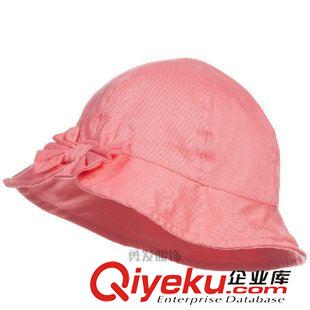 儿童帽 勇发因福 粉红色全棉小女孩蝴蝶结小边帽 儿童夏季遮阳帽 新款