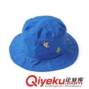 婴儿帽 勇发因福 广州帽厂定做蓝色口袋儿童桶帽 户外遮阳渔夫边帽 新款