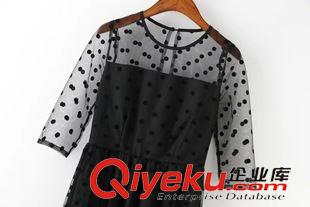 9月1号 周二上新 JQ偶像来了古力娜扎明星同款黑色圆点网纱蕾丝修身显瘦连衣裙新款