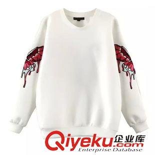 卫衣绒衫 DW2015秋季新款韩版明星同款三个蝴蝶gd刺绣卫衣太空棉卫衣上衣