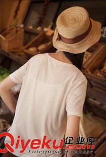 T恤 2015夏季新品日系森女系印花上衣抽绳垂感透气圆领套头t恤女