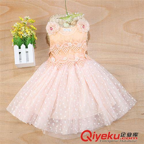 童裙 一件起批 2015 5月新款欧美女童花朵爱心网纱公主连衣裙