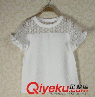 2015夏季第六波 短袖雪纺衫女2015夏装女装白色上衣新款韩版大码修身蕾丝t恤女