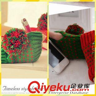 特价回馈客户 2015女韩版撞色礼物保暖加厚毛线针织手套，半指玩手机玩电脑手套