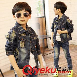 ╟ 上衣 男童牛仔外套批发 2015秋季新款韩版儿童牛仔外套中大童男童夹克