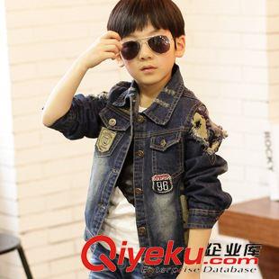 ╟ 上衣 男童牛仔外套批发 2015秋季新款韩版儿童牛仔外套中大童男童夹克