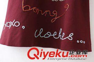 2015年9月20上新 2015秋季女装新款  吴莫愁同款手工 钉珠英文刺绣连衣裙