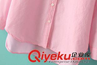 2015年9月7上新 2015秋季女装新款  韩版时尚糖果色基础款立领长袖衬衫衬衣