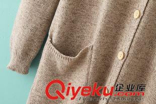 2015年7月15上新 2015秋季女装新款  韩版V领单排扣杂色中长款针织开衫毛衣外套