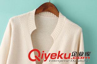 2015年7月15上新 2015秋季女装新款 韩版下摆开叉中长款双口袋开衫毛衣针织衫外套