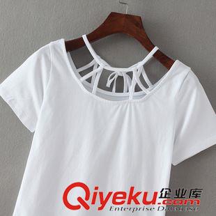 2015年7月7上新 2015夏季女装新款  韩版时尚小性感露肩圆领基础系带T恤