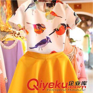 裙套装 2015夏季新款韩版套装女印花T恤短裙子两件套修身时尚套装好质量
