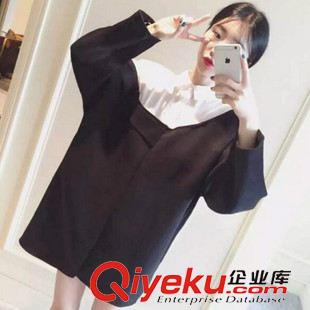 10月15日上新 7744 2015秋季韩版新款衬衣领不规则剪裁设计宽松呢子连衣裙