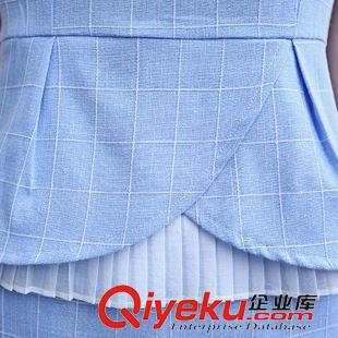 6.18 两件套短裤女夏2015夏季新款韩版修身显瘦褶皱格子雪纺时尚套装潮