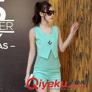 未分类 2015夏装新款韩版名嫒小香风女休闲无袖上衣短裤时尚套装两件套