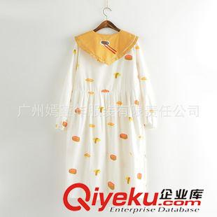 -----》连衣裙 N230 软妹款可爱日系寿司印花海军领棉布短袖宽松连衣裙长裙
