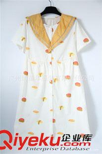 -----》连衣裙 N230 软妹款可爱日系寿司印花海军领棉布短袖宽松连衣裙长裙