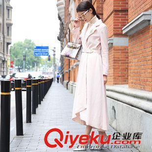 欧洲站系列 2015秋季新款欧美时尚街头风风衣长款长袖双面呢女式外套