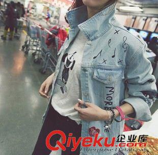 8-24 韩国代购秋装新款浅蓝色韩版2015牛仔外套时尚个性潮外套
