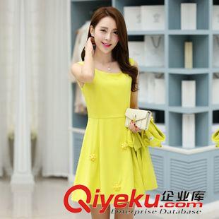 套装 【实拍】2015春装新款韩版修身显瘦气质长袖圆领两件套连衣裙
